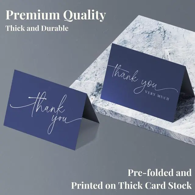 Alt view image 5 of 6 - Thank You Cards | Bulk Greeting Cards | 100 Pack (Navy Blue) 4"x6" Navy Blue Professional Looking, For Business, Baby Shower, Wedding, Small Business, Graduation, Bridal Shower, Funeral