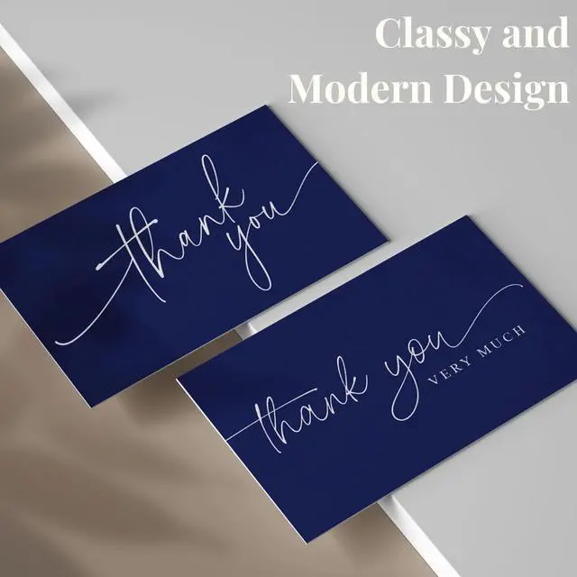 Alt view image 6 of 6 - Thank You Cards | Bulk Greeting Cards | 100 Pack (Navy Blue) 4"x6" Navy Blue Professional Looking, For Business, Baby Shower, Wedding, Small Business, Graduation, Bridal Shower, Funeral
