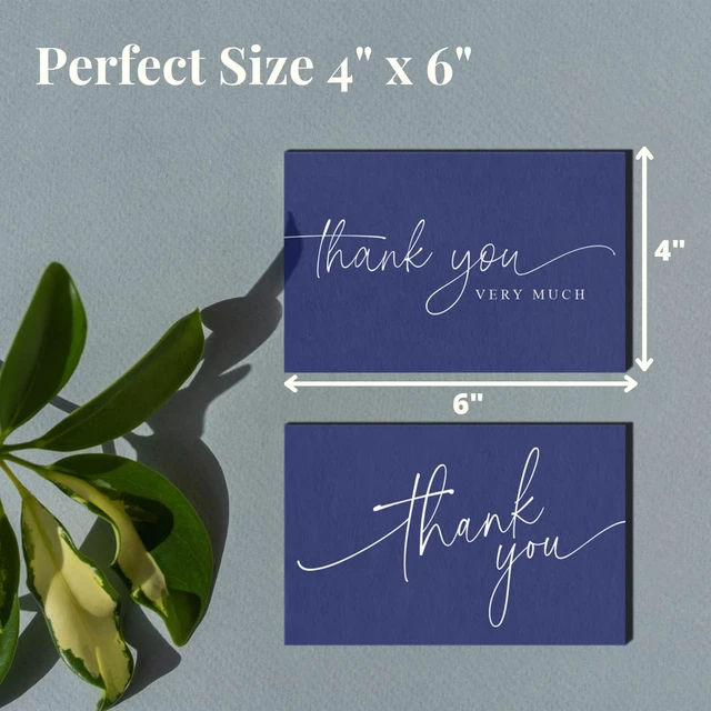 Alt view image 3 of 6 - Thank You Cards | Bulk Greeting Cards | 100 Pack (Navy Blue) 4"x6" Navy Blue Professional Looking, For Business, Baby Shower, Wedding, Small Business, Graduation, Bridal Shower, Funeral