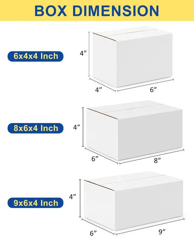 Alt view image 3 of 7 - Assorted-Sizes-Shipping-Boxes-45-Pack: 6x4x4 & 8x6x4 & 9x6x4 Small-Shipping-Boxes-Mailers, White Corrugated-Cardboard-Boxes-for-Packing-Small-Business Mailing