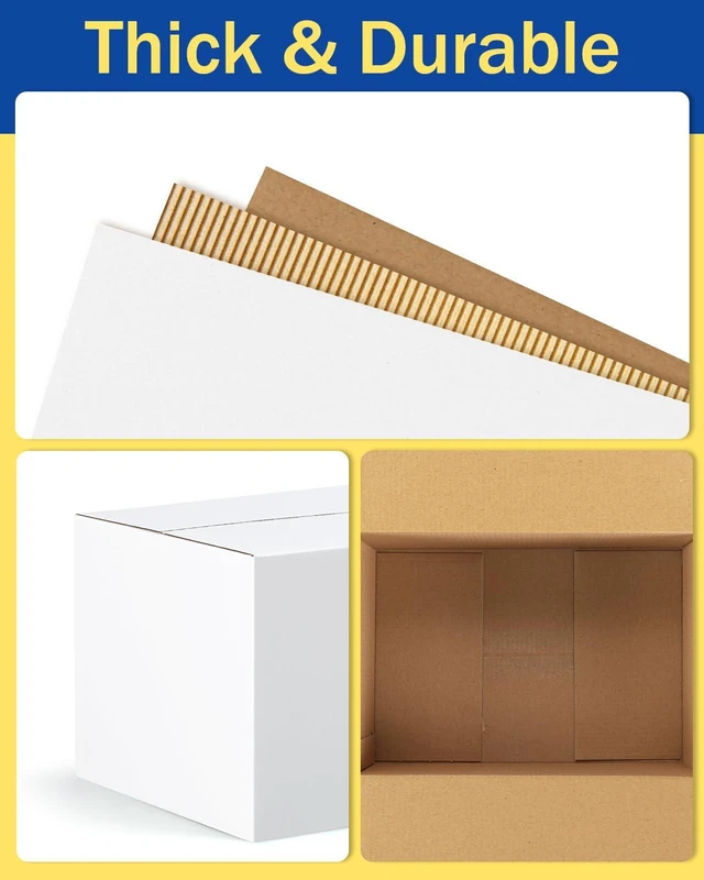 Alt view image 4 of 7 - Assorted-Sizes-Shipping-Boxes-45-Pack: 6x4x4 & 8x6x4 & 9x6x4 Small-Shipping-Boxes-Mailers, White Corrugated-Cardboard-Boxes-for-Packing-Small-Business Mailing