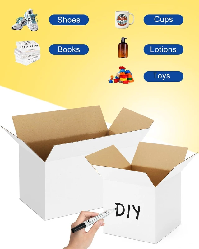 Alt view image 6 of 7 - Assorted-Sizes-Shipping-Boxes-45-Pack: 6x4x4 & 8x6x4 & 9x6x4 Small-Shipping-Boxes-Mailers, White Corrugated-Cardboard-Boxes-for-Packing-Small-Business Mailing