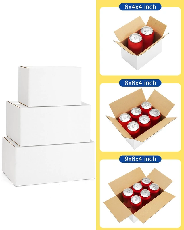 Alt view image 2 of 7 - Assorted-Sizes-Shipping-Boxes-45-Pack: 6x4x4 & 8x6x4 & 9x6x4 Small-Shipping-Boxes-Mailers, White Corrugated-Cardboard-Boxes-for-Packing-Small-Business Mailing