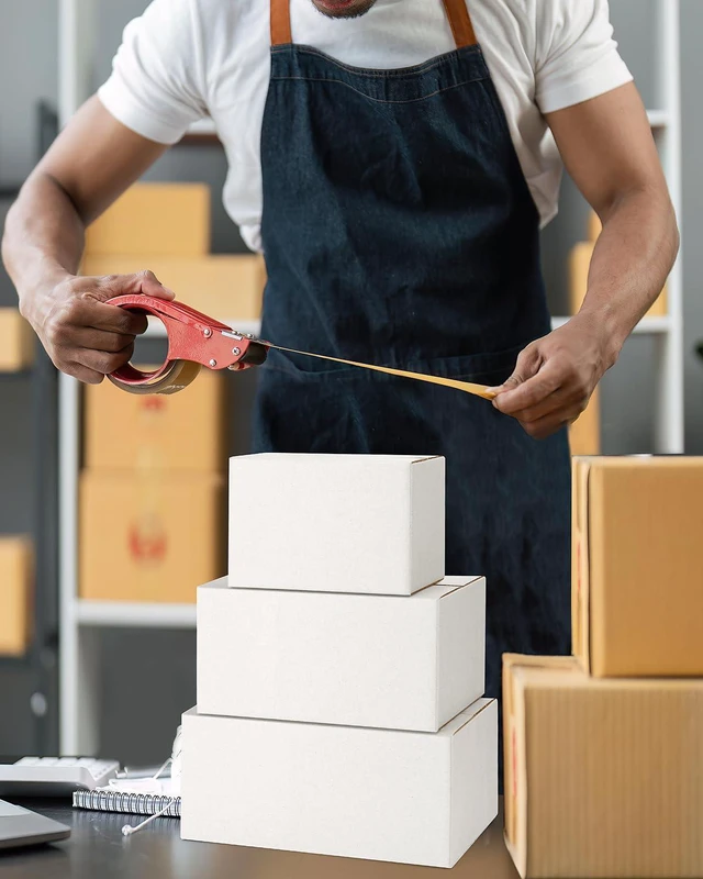 Alt view image 5 of 7 - Assorted-Sizes-Shipping-Boxes-45-Pack: 6x4x4 & 8x6x4 & 9x6x4 Small-Shipping-Boxes-Mailers, White Corrugated-Cardboard-Boxes-for-Packing-Small-Business Mailing
