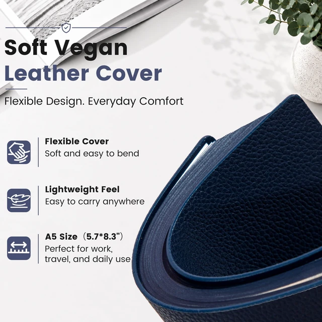 Alt view image 3 of 7 - College Ruled Journal for Men & Women, Softcover A5 Leather Notebook 3 Pack, 176 Pages, 100 GSM Paper, Vegan Leather, Customizable Bookmark, Lay-Flat, Daily Writing, Journaling, Work & School
