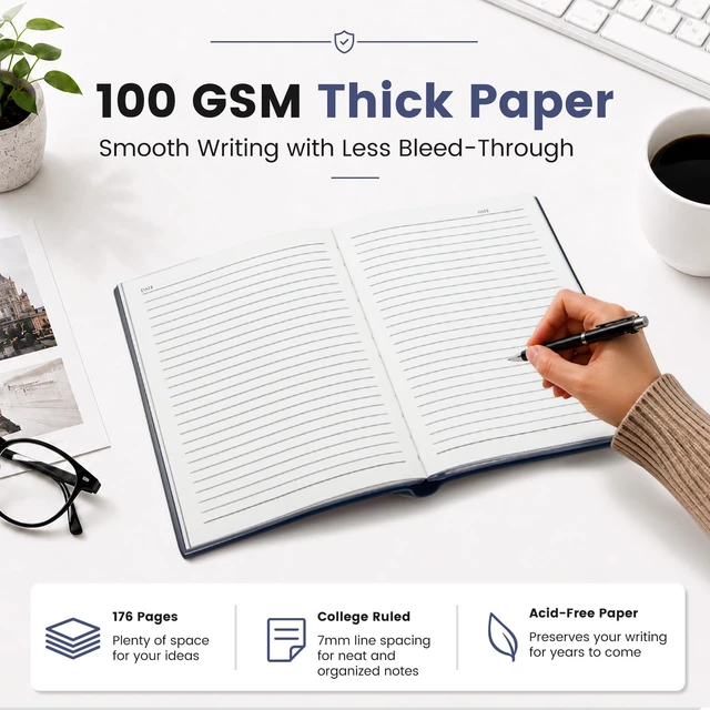 Alt view image 4 of 7 - College Ruled Journal for Men & Women, Softcover A5 Leather Notebook 3 Pack, 176 Pages, 100 GSM Paper, Vegan Leather, Customizable Bookmark, Lay-Flat, Daily Writing, Journaling, Work & School