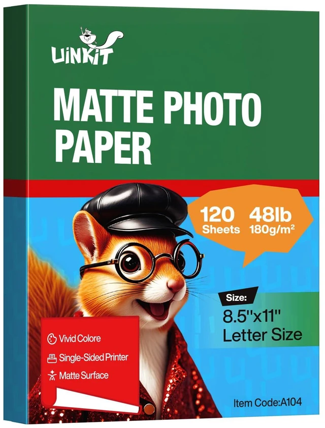 Main image of 120 Sheets Presentation Paper Matte 8.5x11 Inkjet 48lb 180gsm Single Side Printable Photo for All Dye Ink Inkjet Printers