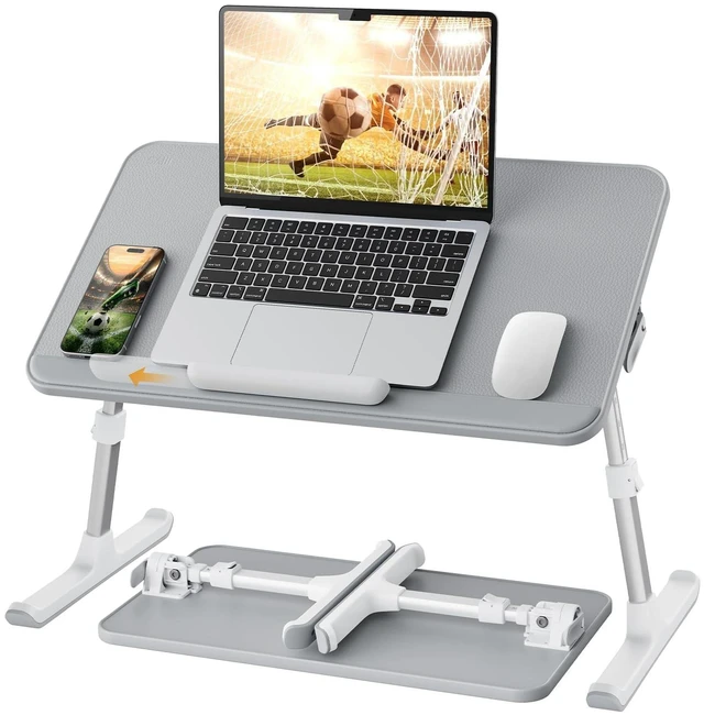 Main image of Non-Slip Leather Lap Desk Laptop Bed Tray Table, Laptop Stand for Bed Portable Lightweight Standing Desk for Writing Eating Reading Couch Sofa Floor with Laptop Stopper