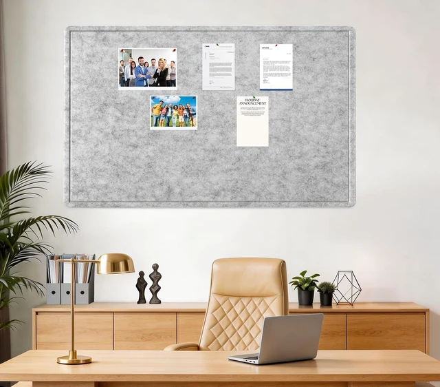 Alt view image 2 of 6 - Large Bulletin Board 60" x 36" Felt Cork Board,Decor Pin Board, Silver Gray Cork Board Alternative for Wall, Foldable Self-Adhesive Vision Board Prayer Board with Pushpins for Home Office Classroom