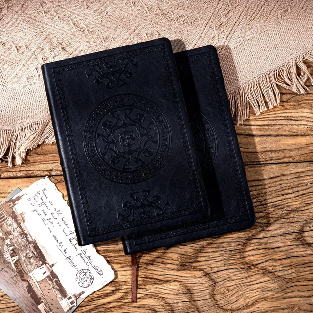 Alt view image 4 of 7 - Leather Journal for Men Women Vintage Notebook Diary, A5, 2 Pack Embossed Softcover, 288 Pages, Lay Flat for Writing, Journaling, Work, Travel, Business Gift, Portable A5, 5.7 x 8.3 in