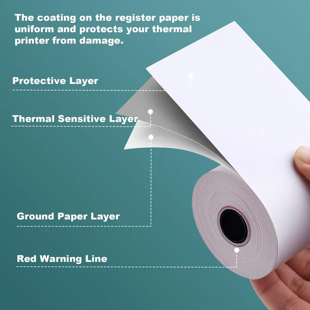 Alt view image 6 of 6 - Thermal Paper 3 1/8 x 119ft Pos Receipt Paper, 50 Rolls Cash Register Roll TM-T88 T-20 T-90 SRP-350 370