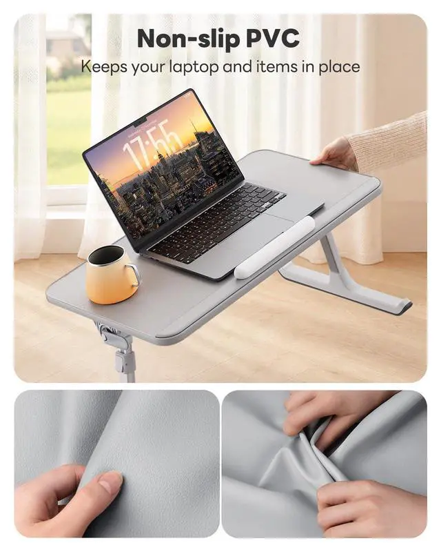 Alt view image 2 of 7 - Non-Slip Leather Lap Desk Laptop Bed Tray Table, Laptop Stand for Bed Portable Lightweight Standing Desk for Writing Eating Reading Couch Sofa Floor with Laptop Stopper