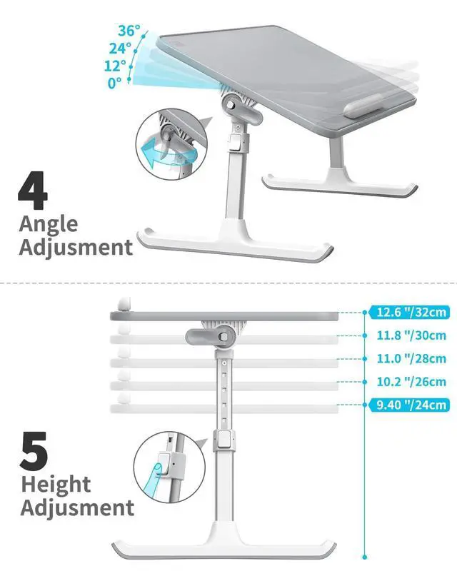 Alt view image 7 of 7 - Non-Slip Leather Lap Desk Laptop Bed Tray Table, Laptop Stand for Bed Portable Lightweight Standing Desk for Writing Eating Reading Couch Sofa Floor with Laptop Stopper