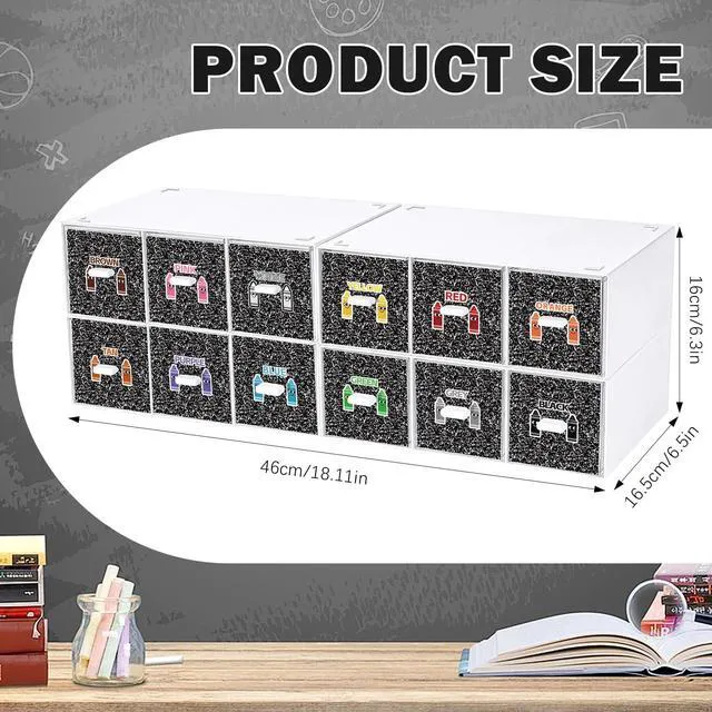 Alt view image 2 of 6 - 12 Pcs/ 4 Pack Plastic Crayon Organizer for Classroom Back to School Crayon Storage Boxes Drawer for Marker Pen Art Craft Supplies Crayons Container for Classroom Office Table with Color Label