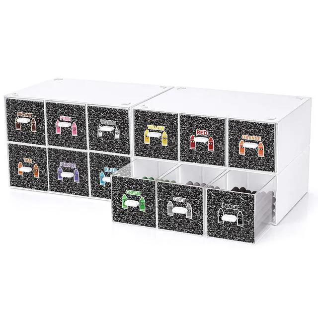 Alt view image 3 of 6 - 12 Pcs/ 4 Pack Plastic Crayon Organizer for Classroom Back to School Crayon Storage Boxes Drawer for Marker Pen Art Craft Supplies Crayons Container for Classroom Office Table with Color Label