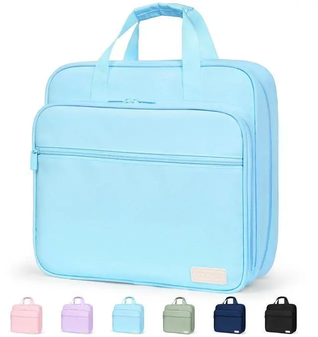Main image of Zipper Binder Bag, 2 Inch 3 Ring O-Ring Binder, 5-Tab Dividers Folder Expanding File Folder, Paper Organizer Holds 900 Sheets, Binder Storage with Handle, School Classroom Office Supplies, Blue