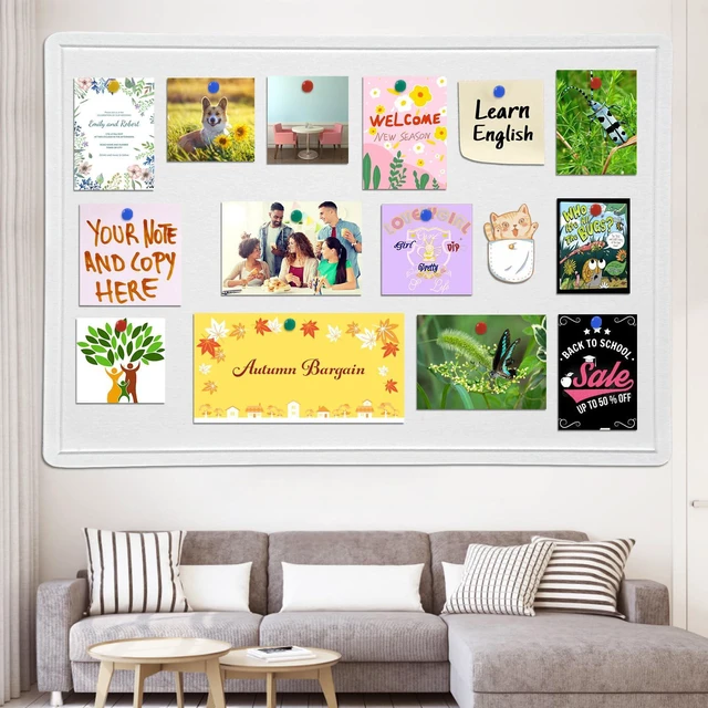 Alt view image 4 of 7 - Large Bulletin Board 60" x 36" Felt Cork Board,Decor Pin Board, Warm White Cork Board Alternative for Wall, Foldable Self-Adhesive Vision Board Prayer Board with Pushpins for Home Office Classroom