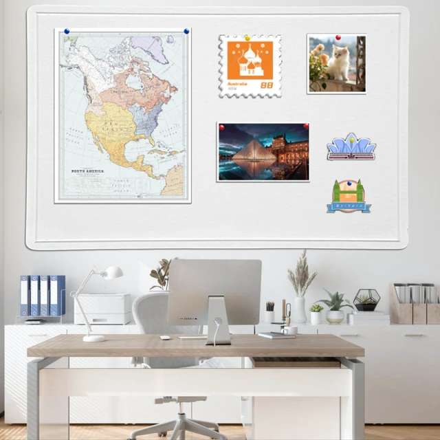 Alt view image 5 of 7 - Large Bulletin Board 60" x 36" Felt Cork Board,Decor Pin Board, Warm White Cork Board Alternative for Wall, Foldable Self-Adhesive Vision Board Prayer Board with Pushpins for Home Office Classroom