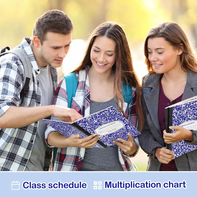 Alt view image 6 of 7 - 100 Pack College Ruled Composition Notebooks A5,Blue 30 Sheets/60 Pages Marble Cover Composition Journals Bulk for Back to School Classroom High College School Supplies