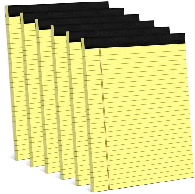 Main image of 6 Pack Note Pads 8.5x11, Wide Ruled, Lined Writing Pads Yellow Legal Pads Letter Size 8.5 x 11 Notebook for Work Micro Perforated Legal Notepads Yellow Lined Paper Pads 27 Lines, 30 Sheets/Pad