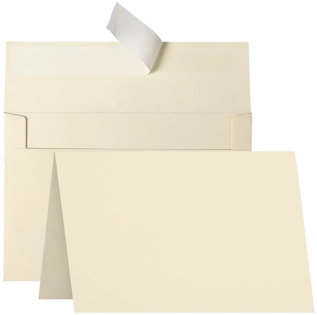 Main image of Folded Cream Blank Cards and Envelopes 4x6, 100 Pack Ivory Card Stock 4 x 6 and A6 Envelopes Self Seal for Invitations, Wedding, Birthday, Baby Shower & All Occasion