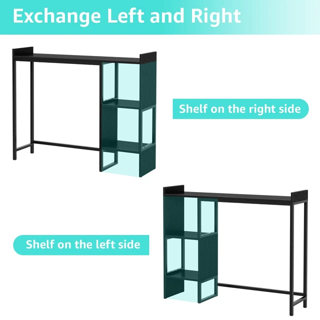 Alt view image 7 of 7 - Black Desk Hutch Top Only Dorm, Desktop Shelf Bookshelf 37" Organizer Shelves for Computer Dorm Office