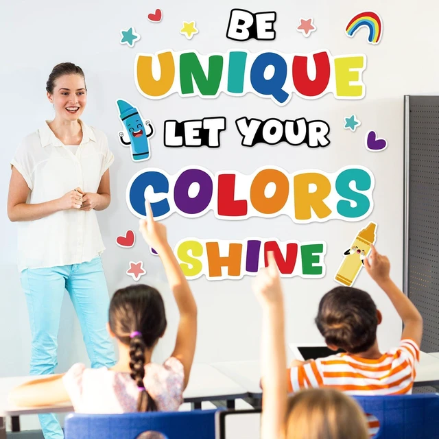 Alt view image 5 of 7 - Classroom Bulletin Board Decoration Set Crayon Wall Door Decor Colorful Crayon Classroom Decorations for Kindergarten Preschool Elementary Middle School(Be Unique Let Your Colors Shine)