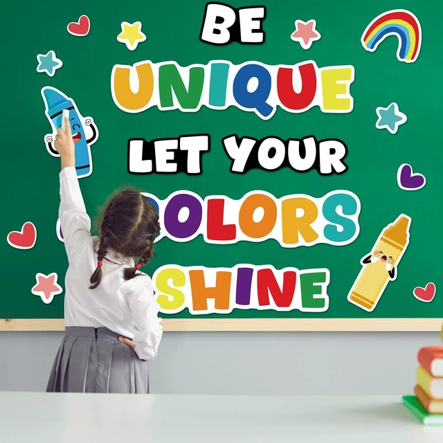 Alt view image 6 of 7 - Classroom Bulletin Board Decoration Set Crayon Wall Door Decor Colorful Crayon Classroom Decorations for Kindergarten Preschool Elementary Middle School(Be Unique Let Your Colors Shine)