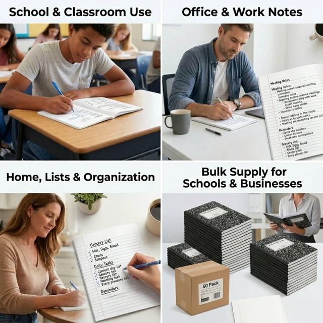 Alt view image 3 of 7 - (50 Pack) Bulk Composition Notebooks, College Ruled Marble Cover, 200 Pages (100 Sheets), 9.75 x 7.5, Bulk School Supplies for Classroom, Office & School Donations