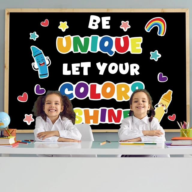 Alt view image 4 of 7 - Classroom Bulletin Board Decoration Set Crayon Wall Door Decor Colorful Crayon Classroom Decorations for Kindergarten Preschool Elementary Middle School(Be Unique Let Your Colors Shine)