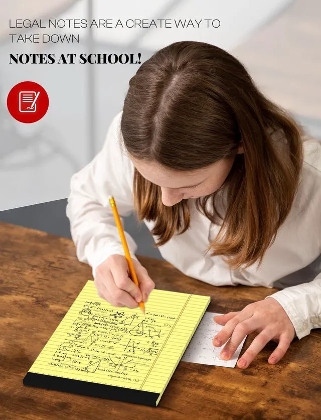 Alt view image 7 of 7 - 6 Pack Note Pads 8.5x11, Wide Ruled, Lined Writing Pads Yellow Legal Pads Letter Size 8.5 x 11 Notebook for Work Micro Perforated Legal Notepads Yellow Lined Paper Pads 27 Lines, 30 Sheets/Pad