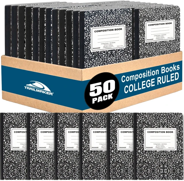 Main image of (50 Pack) Bulk Composition Notebooks, College Ruled Marble Cover, 200 Pages (100 Sheets), 9.75 x 7.5, Bulk School Supplies for Classroom, Office & School Donations
