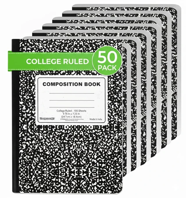 Alt view image 4 of 7 - (50 Pack) Bulk Composition Notebooks, College Ruled Marble Cover, 200 Pages (100 Sheets), 9.75 x 7.5, Bulk School Supplies for Classroom, Office & School Donations