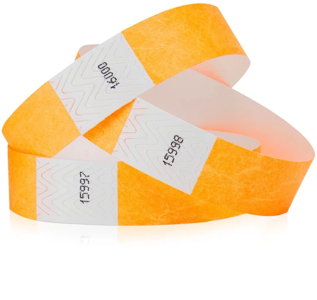 Main image of 5,000 Neon Orange Tyvek Wristbands for Events Comfortable Water/Tear-Resistant - USA Made Tyvek Wristband ID Bracelets for Events, Concerts, Party Security, VIP Admission