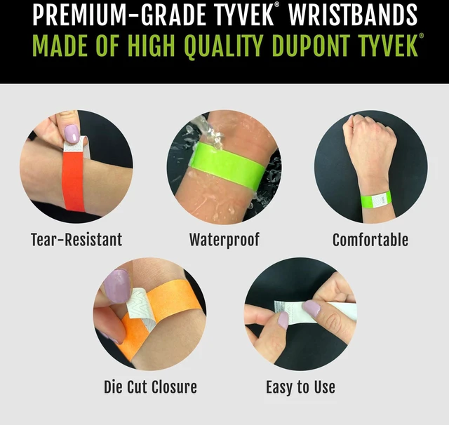 Alt view image 3 of 7 - 5,000 Purple Tyvek Wristbands for Events - Tamper-Proof Comfortable Water/Tear-Resistant - USA Made Tyvek Wristband ID Bracelets for Events, Concerts, Party Security, VIP Admission
