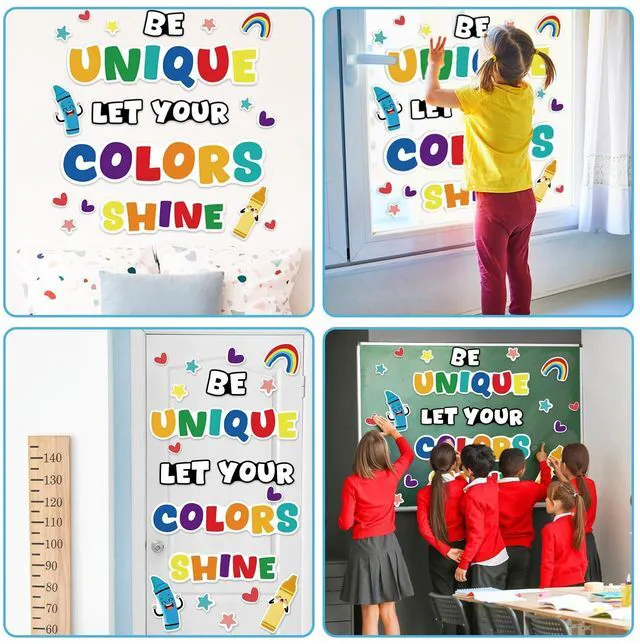 Alt view image 7 of 7 - Classroom Bulletin Board Decoration Set Crayon Wall Door Decor Colorful Crayon Classroom Decorations for Kindergarten Preschool Elementary Middle School(Be Unique Let Your Colors Shine)