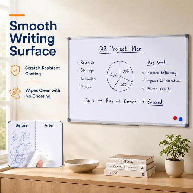 Alt view image 2 of 7 - Magnetic White Board 48 x 36 Dry Erase Board for Wall 4 x 3 ft Wall Mounted Aluminum Frame Whiteboards Easy Cleaning Dry Erase Writing Surface,For Home Office Classroom Teaching