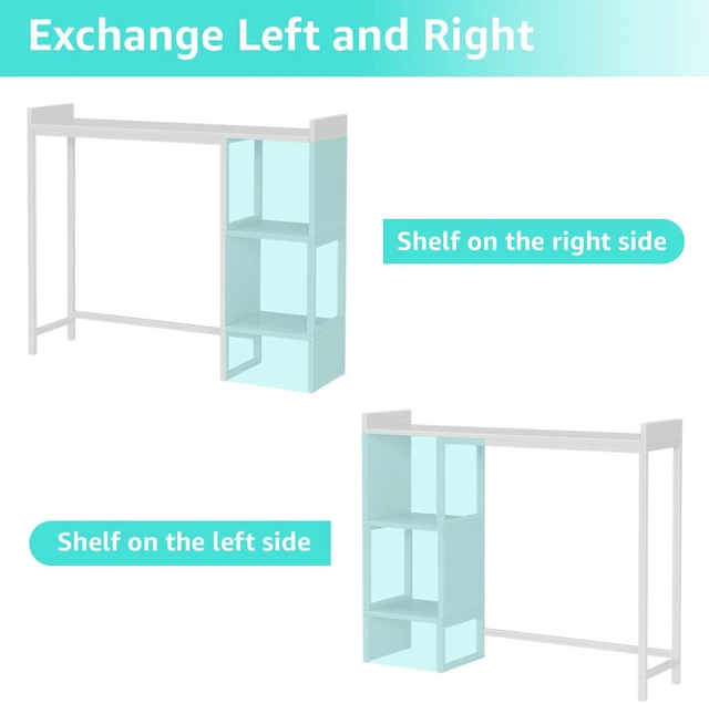 Alt view image 7 of 7 - White 37" Desk Hutch for Table Top, Dorm Desk Bookshelf with Side Baffles, Desktop Organizer Shelf for Office & College, Monitor Riser Stand