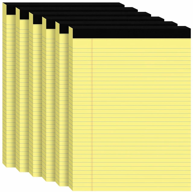 Main image of 6pcs Legal Pads 8.5 x 11, Perforated Yellow Notepad 8.5x11, 50Sheets/Pad Writing Pads 8.5x11, College Ruled Thick Paper, Lined Note Pads with Sturdy Backing, Office & School Supplies