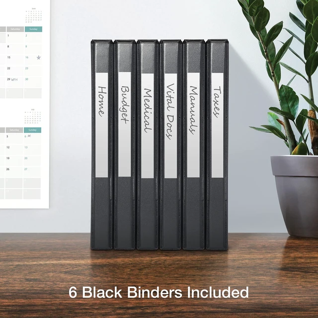 Alt view image 5 of 6 - 3 Ring Binders, 0.5 inch ONE-Touch Easy Open D Rings, Durable Binders for School and Office, View Binder Covers, Xtralife Hinge, Non-Stick, PVC-Free, Black, Holds 125 Sheets, 6 PK (79901)