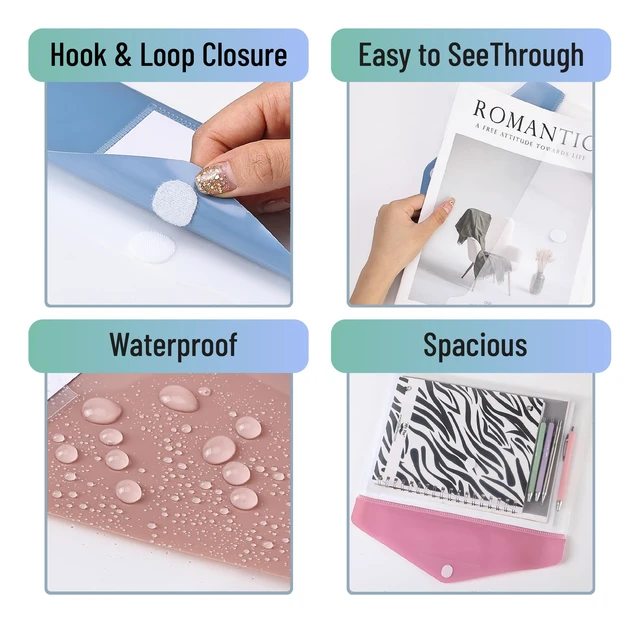 Alt view image 3 of 7 - Clear Plastic Envelopes File Folders, 40 Pack, A4, Letter Size Colorful Flaps, Bulk Clear Folders for Documents Plastic Poly Envelopes with Label for School, Home, Work, Office, Organizer