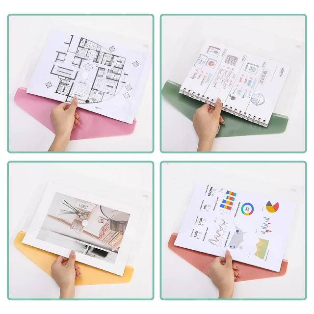 Alt view image 7 of 7 - Clear Plastic Envelopes File Folders, 40 Pack, A4, Letter Size Colorful Flaps, Bulk Clear Folders for Documents Plastic Poly Envelopes with Label for School, Home, Work, Office, Organizer
