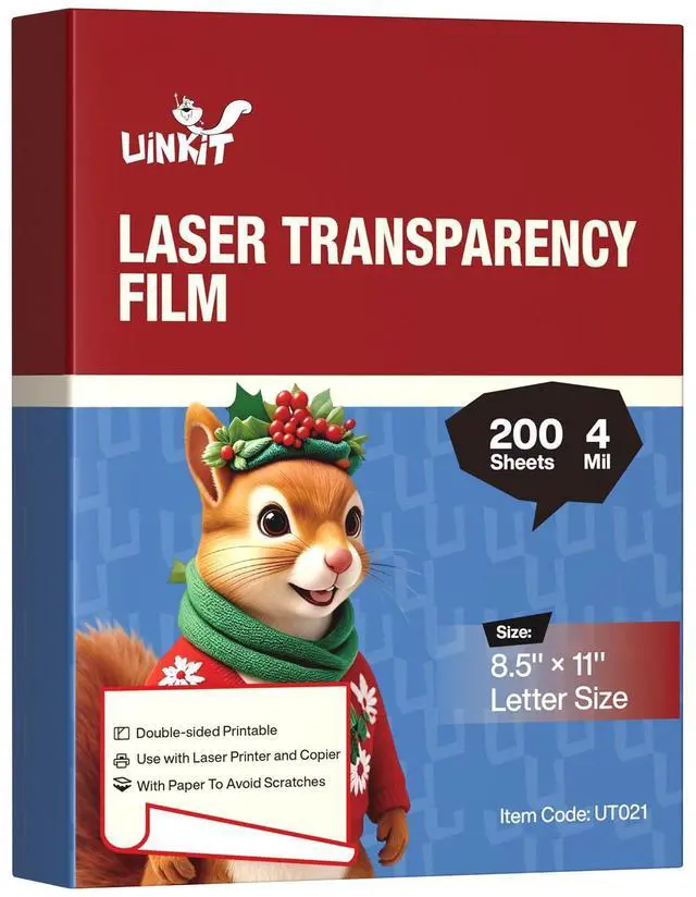 Main image of 200 Sheets Laser Transparency Film 8.5x11 Color Transparent Paper OHP Clear Overhead Projector Film 8.5x11" for Laser Jet Printer Copier Copy Copies Photo Transparent Film A4 Letter Size (200)