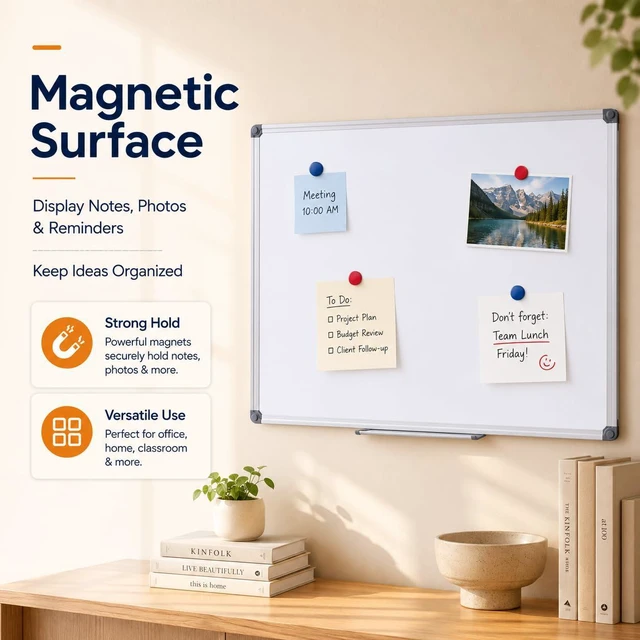Alt view image 3 of 7 - Magnetic White Board 48 x 36 Dry Erase Board for Wall 4 x 3 ft Wall Mounted Aluminum Frame Whiteboards Easy Cleaning Dry Erase Writing Surface,For Home Office Classroom Teaching