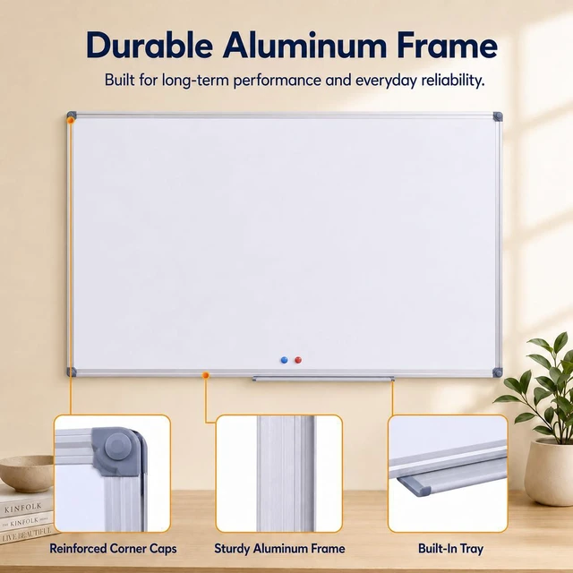 Alt view image 5 of 7 - Magnetic White Board 48 x 36 Dry Erase Board for Wall 4 x 3 ft Wall Mounted Aluminum Frame Whiteboards Easy Cleaning Dry Erase Writing Surface,For Home Office Classroom Teaching