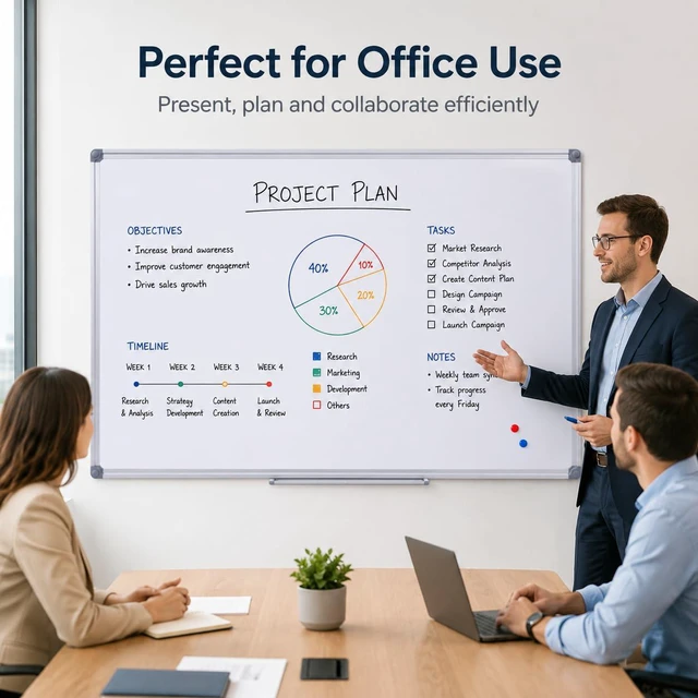 Alt view image 6 of 7 - Magnetic White Board 48 x 36 Dry Erase Board for Wall 4 x 3 ft Wall Mounted Aluminum Frame Whiteboards Easy Cleaning Dry Erase Writing Surface,For Home Office Classroom Teaching