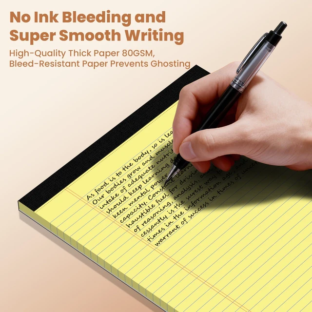 Alt view image 5 of 6 - 6pcs Legal Pads 8.5 x 11, Perforated Yellow Notepad 8.5x11, 50Sheets/Pad Writing Pads 8.5x11, College Ruled Thick Paper, Lined Note Pads with Sturdy Backing, Office & School Supplies