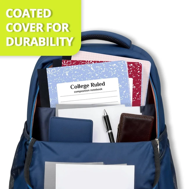 Alt view image 6 of 7 - Composition Notebook College Ruled 6 Pack, 200 Pages, Marble Green 100 ct, 9.75 x 7.5 in, Durable Comp Book, School Notebooks, Students, Note Taking, Writing, Teachers