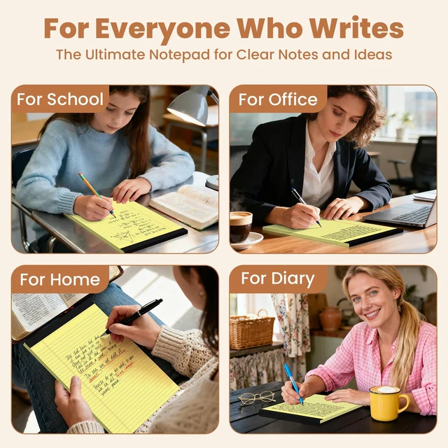 Alt view image 6 of 6 - 12pcs Legal Pads 8.5 x 11, Perforated Color Notepad 8.5x11, 50Sheets/Pad Writing Pads 8.5x11, College Ruled Thick Paper, Lined Note Pads with Sturdy Backing, Office & School Supplies