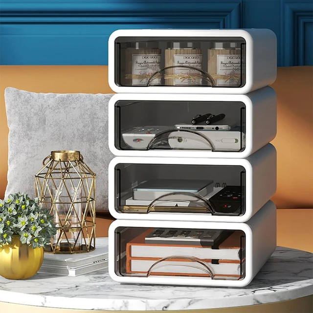 Alt view image 6 of 7 - Desk Organizer with Drawers, Stackable Storage Drawers with Compartments Desktop Organization for Office Supplies, Makeup, Pencils, Tape, Erasers, Paperclips, Chargers (White 2S2M)